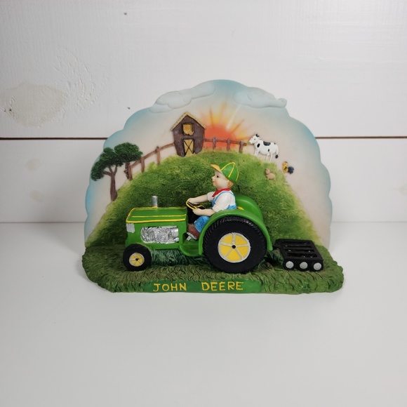 VTG 2002 DWK Boy Drives a John Deere Tractor Resin Figurine- Farm, Country, 3D - Picture 1 of 12